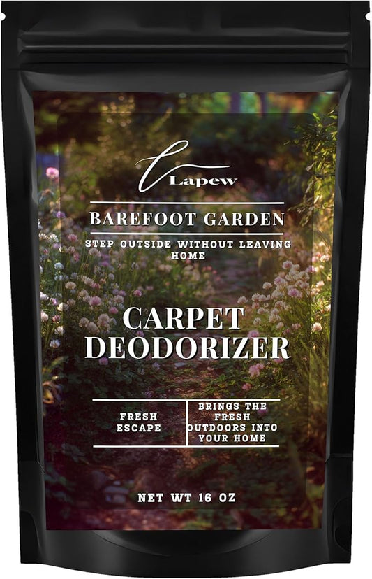 Lapew Barefoot Garden Carpet Deodorizer Powder - Pet Safe Freshener for Vacuuming | Scented Odor Eliminator for Home | 16 oz