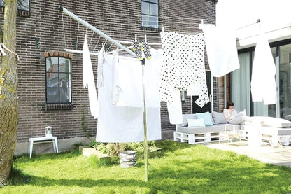 Brabantia Topspinner Outdoor 4 Arm Spinning Clothesline (164 ft/Ø 1.8") Rotating, Folding Clothes Drying Rack + Ground Spike (Gray)