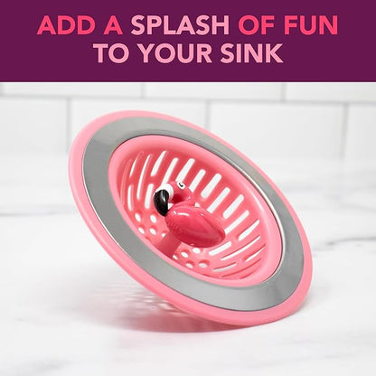 Joie Flamingo Kitchen Sink Strainer Basket, Fits All Standard Sinks, Stainless Steel, Cute Garbage Disposal Drain Cover, 4.5-Inch, Pink Flamingo