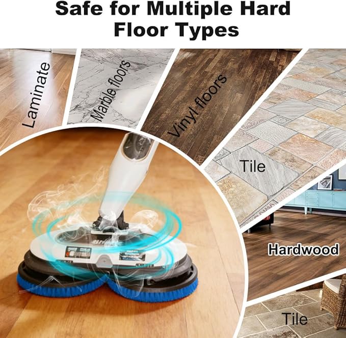 Upgraded Steam and Scrub Mop Replacement Pads for Shark S8002BRN S8201 S8001 S7000 S7001 S7020 S7005 with Scratch-free Brush Heads & Replacement Pads|Deep Clean Hard Floors of Kitchen & Bathroom