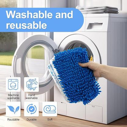 4 Pack Mop Heads Replacements Compatible for Ocedar Dual-Action Microfiber Flip Mop, Double Sided Mop Replace Head Mop Refills with Microfiber & Chenille for Dry Wet Use, Reusable, Machine Washable
