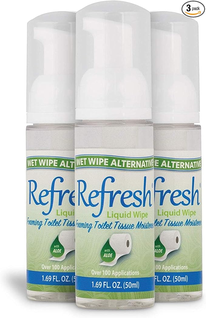 Refresh Liquid Wipe: Toilet Paper Foam (Original Foam, 50ml (1.69 Fl Oz) 3 Pack)