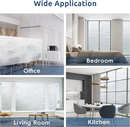 rabbitgoo Window Privacy Film Frosted Glass Film Removable Vinyl Door Coverings UV Blocking Decorative Static Cling Non-Adhesive Window Clings Sticker for Home Decor, 29.5 x 78.7 Inches