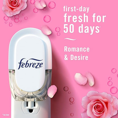 Febreze Plug In Air Freshener, Odor-Fighting Scented Oil Refill, Air Fresheners for Home and Bathroom and Kitchen, Long Lasting for Strong Odors, Romance & Desire Scent, 0.87oz Refills, 2 Count