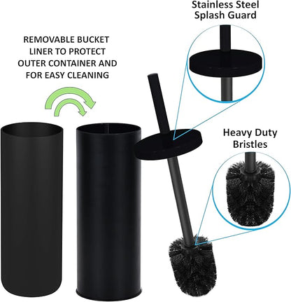 Deep & Sturdy Toilet Bowl Brush with Holder - Durable Scrubbing - Toilet Cleaners - Household Essentials - Silicone Brush - Bathroom Cleaner - Cleaning Supplies - Household Supplies, Matte Black
