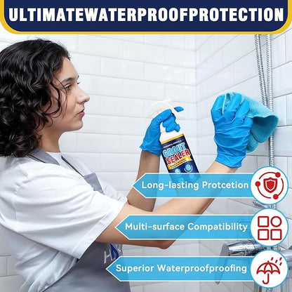 Grout Sealer, Waterproof Grout Sealer for Shower Floor Tile, Long Lasting Clear Grout Sealant, Tile Sealer Spray Works on Countertops, Bathroom, Marble, Ceramic, Stone, Granite Surface Grout Cleaner