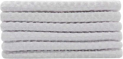 Microfiber Kitchen Cleaning Cloth Thick Dish Rags Waffle Weave Washcloths Dish Cloths Ultra Absorbent Odor Free 12inch X 12inch 6 Pack White