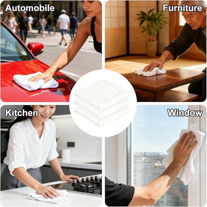 Microfiber Cleaning Cloth, 3 Pcs White11.8 inch x 11.8 inch, Cleaning Rags， Microfiber Cloth, Multi-Functional Cleaning Towels, for Car Detailing, Home, Kitchen (White, 11.4 x 11.4 inch)