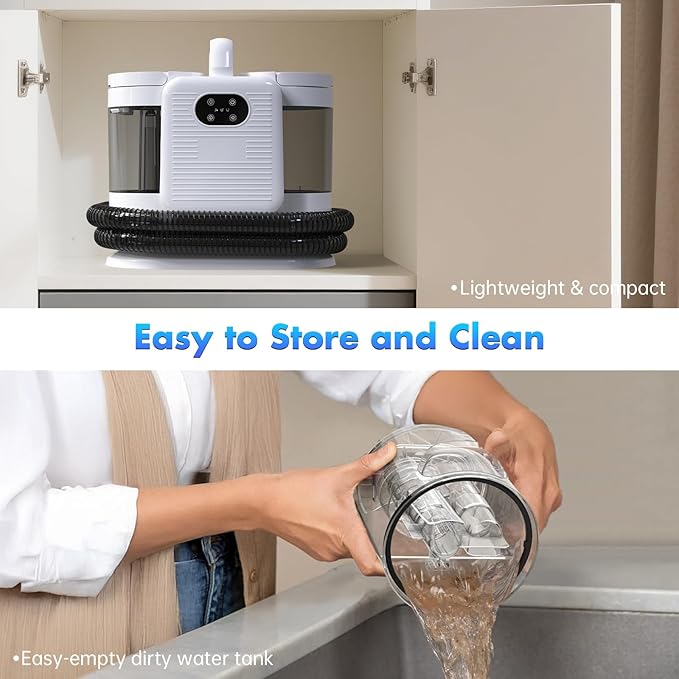 Portable Carpet Cleaner Machine, with 100℃ Steam & Deep Cleaning Suction,1300W Upholstery Steam Cleaner with Smart Voice Prompting, Self-cleaning, 4 Tools for Pets, Car, Couch and Stairs