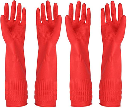 Rubber Cleaning Gloves Kitchen Dishwashing Glove 2-Pairs And Cleaning Cloth 2-Pack,Waterproof Reuseable.(Small)