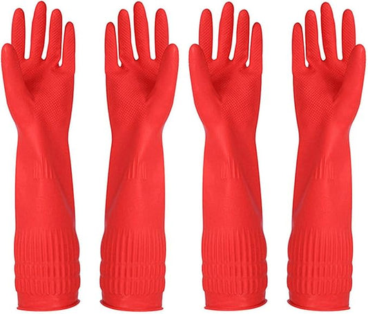 Rubber Cleaning Gloves Kitchen Dishwashing Glove 2-Pairs And Cleaning Cloth 2-Pack,Waterproof Reuseable.(Small)
