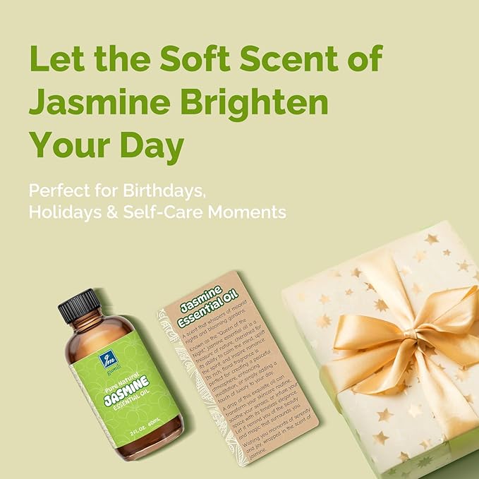 GM Gumili Jasmine Essential Oil 2 Oz, 100% Pure Jasmine Oil for Diffuser, Skin, Hair, Body & Face, Perfume, Floral Scent for Relaxation, Aromatherapy & Massage