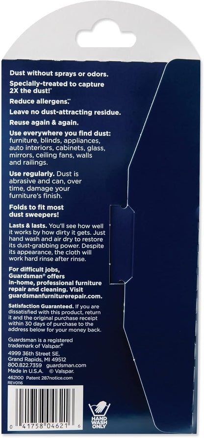 Guardsman Wood Furniture Dusting Cloths - 1 Pre-Treated Cloth - Captures 2x The Dust of a Regular Cloth, Specially Treated, No Sprays or Odors - 462100