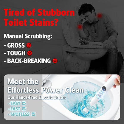 AIR U+ Hands-Free Electric Toilet Brush for Seniors & Busy Households - No Bending, Effortless Clean with Disposable Heads & Holder Set