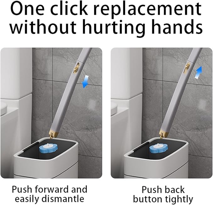 Disposable Toilet Brush, Toilet Cleaning System with Heads, Disposable Silicone Toilets Brush and Holder Set, Soft Sponge Bathroom Toilets Brush for Home, Easy to Grasp & Use (1 Brush+6 Heads, White)
