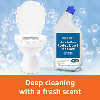 Amazon Basics Toilet Bowl Cleaner with Cling Action Formula, Bleach, Fresh Scent, 24 Fl Oz, Pack of 2, Packaging May Vary