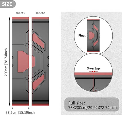 Alwayspon 30x78.7inch Futuristic Gates Self-Adhesive Door Stickers Murals Decals, Art Vinyl Peel and Stick Removable Door Poster Wallpaper for Bedroom Home Decor
