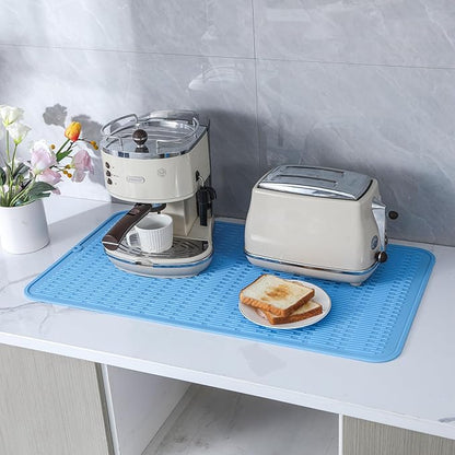 MicoYang Silicone Dish Drying Mat for Multiple Usage,Easy clean,Eco-friendly,Heat-resistant Silicone Mat for Kitchen Counter or Sink,Refrigerator or Drawer Liner Light Blue 3XL 28 inches x 18 inches