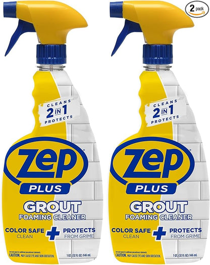 Zep Plus Grout Foaming Cleaner - 32 Fl OZ - R54212-2-in-1 benefits clean while protecting grout from water,dirt and grime,(Pack of 2)