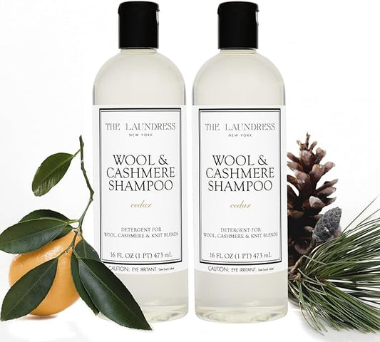 The Laundress Wool & Cashmere Shampoo, Double Concentrated, Cedar Scent, Wool Detergent, Wool wash, Cashmere Shampoo, 16 Fl Oz (Pack of 2)