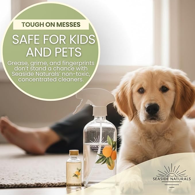 Cleanse Kit – Non-Toxic Bathroom Cleaner with Citrus Essential Oils (Lemon, Grapefruit & Orange) – Refillable Glass Bottle, Plant-Based Deep Clean Formula. 1oz - makes 1 bottle.
