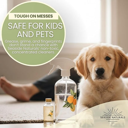 Cleanse Kit – Non-Toxic Bathroom Cleaner with Citrus Essential Oils (Lemon, Grapefruit & Orange) – Refillable Glass Bottle, Plant-Based Deep Clean Formula. 1oz - makes 1 bottle.
