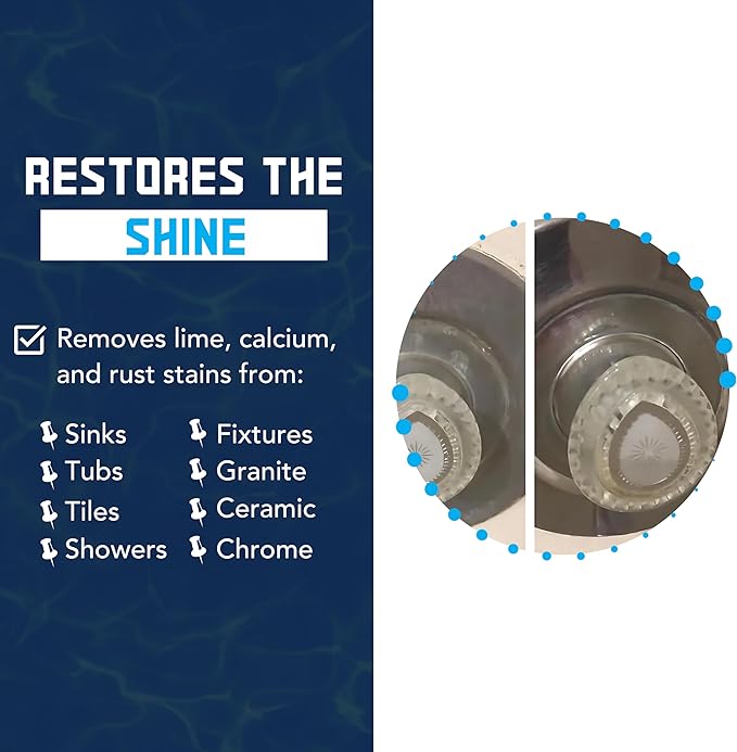 Diamond Shine Professional Bathroom Cleaner - Hard Water, Lime, Calcium, Rust Remover - Shower Door, Glass, Chrome, Sinks, Faucets, Tub, and Toilet -10 oz