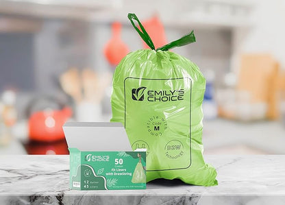 Emily's Choice Heavy Duty Biodegradable Trash Bag Code M (50 Count)with D2W Technology, Custom Fit Trash Bag compatible with Simplehuman Code M trash bins, 45L / 12 Gallons 1.2 MIL / 30 Micron