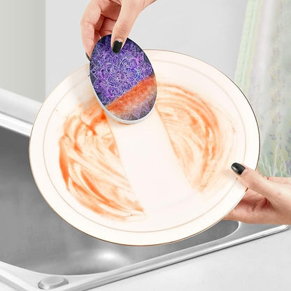 Mandala Kitchen Scrub Sponges, Pop-up Kitchen Cleaning Sponges Reusable Dish Washing Sponges for Bathroom Household Cleaning 3 Pack - Non Scratch Scrubber