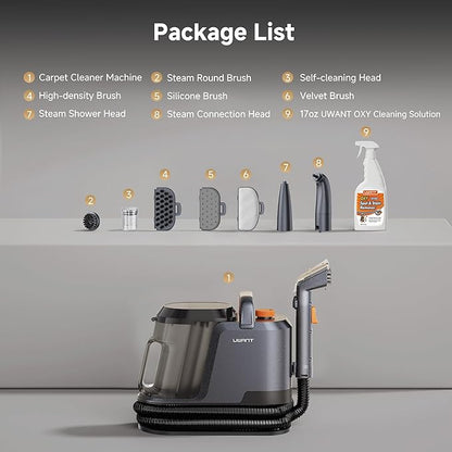 Uwant Carpet Cleaner Machine with Steam&Hot&Cold Water Models 18Kpa Powerful Suction Upholstery Cleaner Machine with Pet Pro Cleaner for Pets, Carpet Steam Cleaner Set of 1