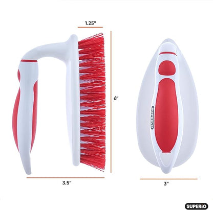 Superio Grout Brush, Dish Brush, Shower Scrubber Cleaning Brush, Stiff Bristles, Comfort Grip Handle,Red Brush Cleaner for Kitchen, Bathroom, Shower, Sink, Toilet- Vegatable Brush, Carpet Scrubber