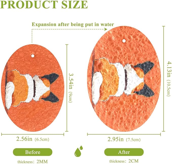 Corgi Dog Kitchen Scrub Sponges, Pop-up Kitchen Cleaning Sponges Reusable Dish Washing Sponges for Bathroom Household Cleaning 3 Pack - Non Scratch Scrubber