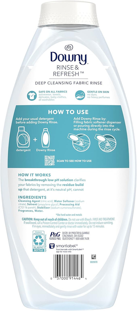 Downy Rinse Laundry Odor Remover, Cool Cotton Scent, 48 fl oz, Fabric Softener And Laundry Odor Removal Rinse, Fights Odors At The Source, HE Compatible