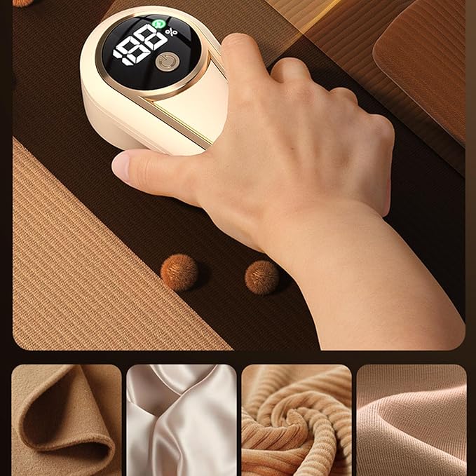 Fabric Shaver, Electric Rechargeable Lint Remover with 6 Blades Sweater Defuzzer for Clothing Furniture ABS Metal (Khaki)