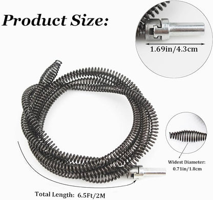 Amonk 6.5Ft/2M Drill Snake for Plumbing Drain Auger Cable with Drill Connector 10mm Flexible Plumbing Snake Clog Remover Drill Pipe Cleaner for Kitchen, Bathroom and Shower Sink