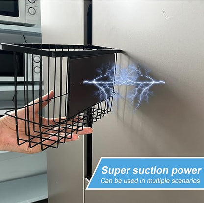Magnetic Dryer Ball Holder for Laundry Room Dryer Ball Organization, Magnetic Lint Bin for Laundry Room Wool Dryer Ball Organizer, Iron Dryer Ball Container for Laundry Room Storage（Black）