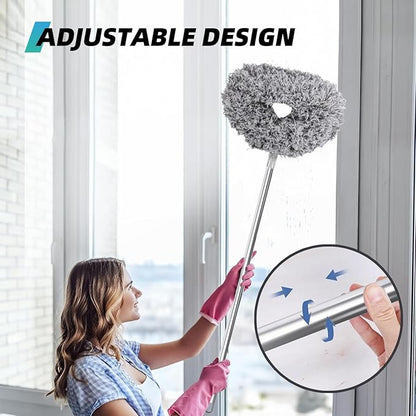 DRQ Ceiling Fan Cleaner Duster, 2 Pack Reusable Microfiber Duster with Extension Pole, 13 to 48 Inch Fan Blade Cleaner, Removable Dusters for Cleaning Walls Bookshelves Door Window Top (Grey)