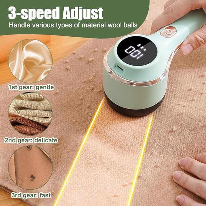 Rechargeable Fabric Shaver, 3 Gears Electric Lint Remover with Digital Display, Portable Clothes Shaver for Clothing Silk Sweater Cotton