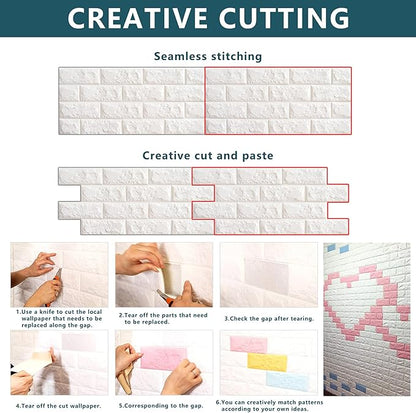 20 PCS White 3D Wall Panels, 29 sq.feet Coverage, Printable Wallpaper Sticker with Self-Adhesive Waterproof Brick PE Foam Wall Panels Peel and Stick for Interior Wall Decor, Home Decoration