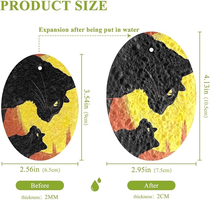 Black Cat Kitchen Scrub Sponges, Pop-up Kitchen Cleaning Sponges Reusable Dish Washing Sponges for Bathroom Household Cleaning 3 Pack - Non Scratch Scrubber