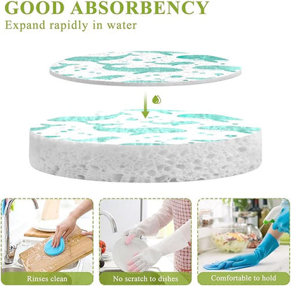 Dolphin Kitchen Scrub Sponges, Pop-up Kitchen Cleaning Sponges Reusable Dish Washing Sponges for Bathroom Household Cleaning 3 Pack - Non Scratch Scrubber