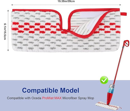 Spray Mop Pads Compatible with Oceda ProMist MAX Microfiber Spray Mop - Mop Replace Head for Dry/Wet Use - Reusable Washable Dust Mop Refills for Floor Cleaning,3 Pack