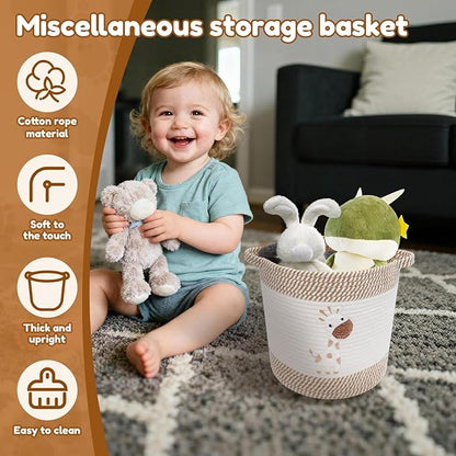 Laundry Baskets Hamper with Handles,Decorative Cotton Rope Bin for Living Room,Woven Storage Basket for Pillows, Blankets,Clothes Organizer (Style B)