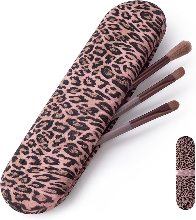 Travel Makeup Brush Holder, Silicon Trendy and Portable Cosmetic Face Brushes Holder, Make Up Organizer Bag Case, Cosmetic pouch,Toiletry Organizer (Pink Cat's Eye)