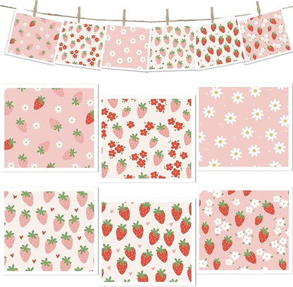 Reusable Swedish Kitchen Dish Cloths, 6 Pack Pink Strawberry Floral Swedish Dishcloths, Absorbent Fast Drying Sponge Cleaning Cloths Towels Wipes for Kitchen Cooking Home Decoration