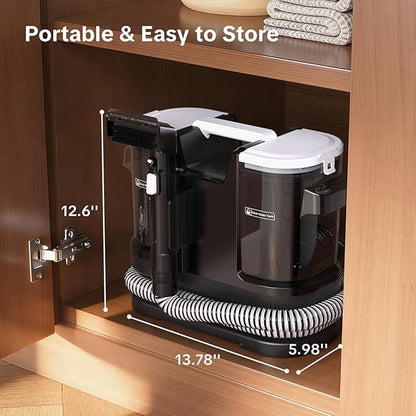 Lubluelu Upholstery Cleaner Machine 600W Motor - 20Kpa Suction, Portable Handheld Carpet Cleaner with Self-Cleaning and Long Hose for Pet Stains, Couch, Car Seats and Area Rugs