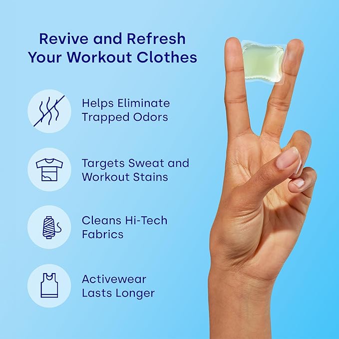 Dropps Activewear Laundry Detergent Pods, Crisp Breeze (64 Count) - Powerful Laundry Pods | Fights Sweat & Body Odors | For Synthetic Workout Clothes | Clean Ingredients | Plastic Free Packaging
