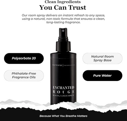 Fragrances - (Enchanted Rouge) Linen & Room Spray (8oz) – Bedroom & Home Fragrance Mist, Long-Lasting Freshness To Brighten Up Your Space, Fabric & Air Freshener, Aromatherapy Scent Spray