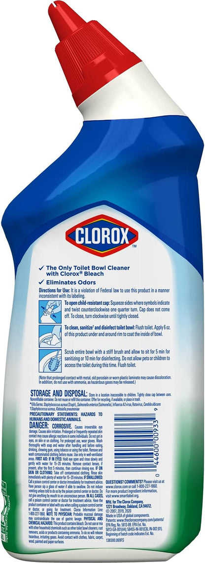 Clorox Toilet Bowl Liquid Disinfecting Cleaner with Clinging Bleach Gel, Remove Mildew and Mold, Fresh Scent, 24 Ounces