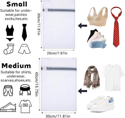 4PCS Laundry Mesh Wash Bags, Mesh Laundry Bags for Delicates, Lingerie Bag, Garment Bag for Washing Machine, Bras, Socks Grey (2 Medium, 2 Small)